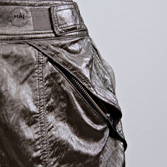 H:OURS at Revolve Brie Silver Metallic Ruched High Waist Pants - Picture 9 of 15